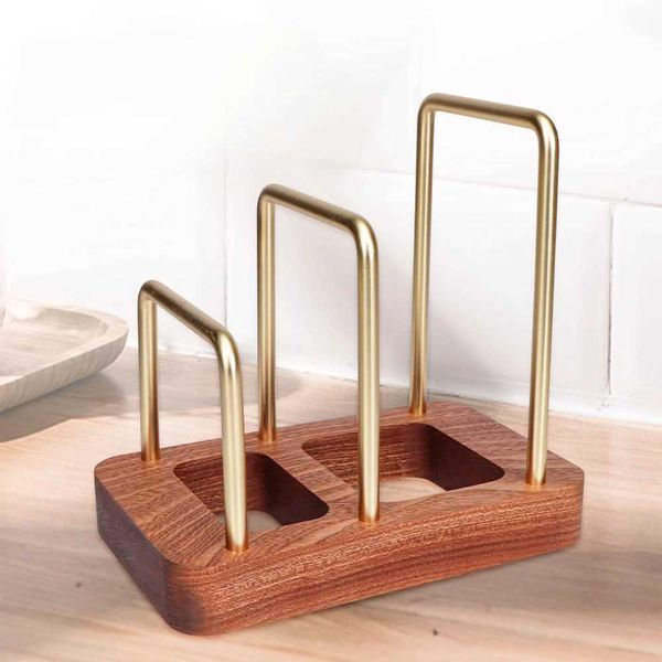 Utensil Racks Solid Wood Plate Rack Cups Cutting Board Draining Dishes Support Wooden Kitchen Storage Accessories Pot Lid Holder S247307