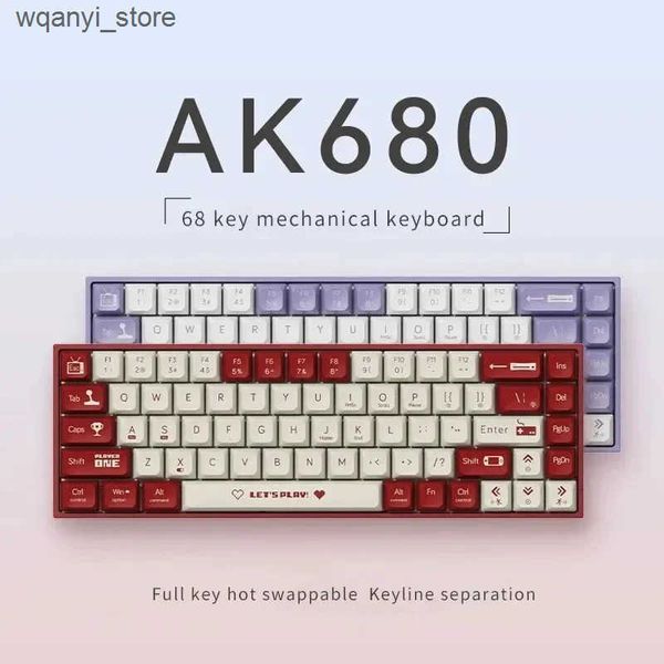 Keyboards AK680 keyboard brown or red axis 68 key mechanical wire keyboard hot swappable small keyboard gift game accessories L240910