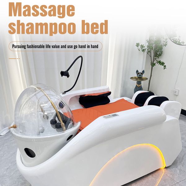Ceramic Barber Shop Salon Furniture Head Spa Shampoo Chair for Hair Washing Basin Water Circulation All in One Body Massage Hair Salon Use S