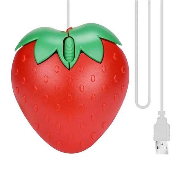 3D Mini Cute Cartoon Strawberry Wired Mouse USB Optical Mice For Laptop PC Gamer Girl Strawberry Mouse Computer Mouse GamingLX241024