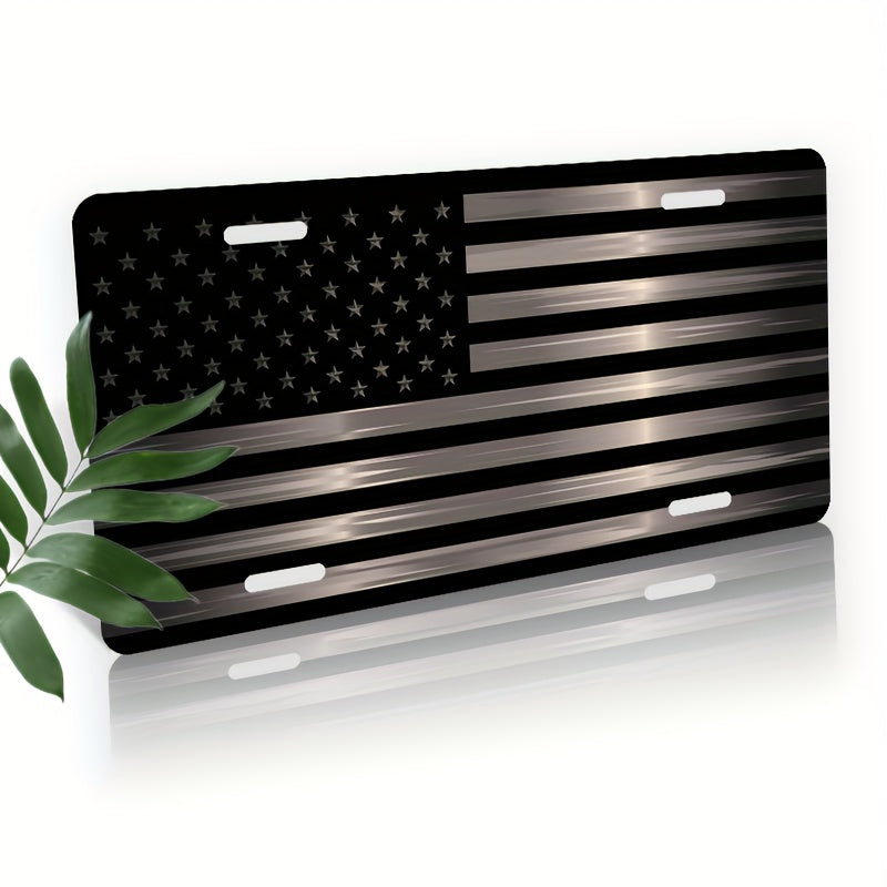 TEMU Metallic American Flag Front License Plate Covers & Frames, Aluminum License Plate Covers & Frames, Funny Standard Plates Waterproof Novelty For