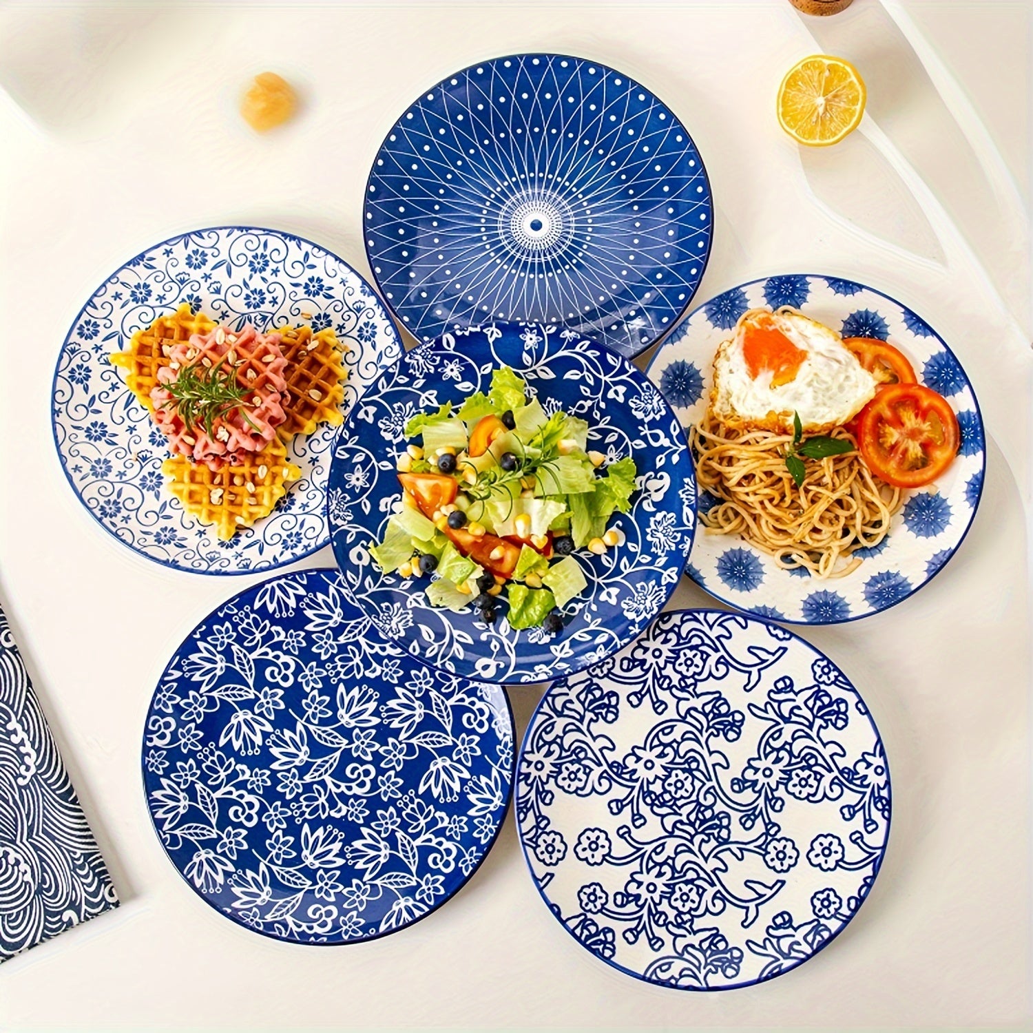 TEMU Plates Sets For 6, Small Round Porcelain Kitchen Dinner Dishes For Dessert, Appetizer, Pasta, Sandwich, 8.5 Inch, Chip And Crack Resistant,