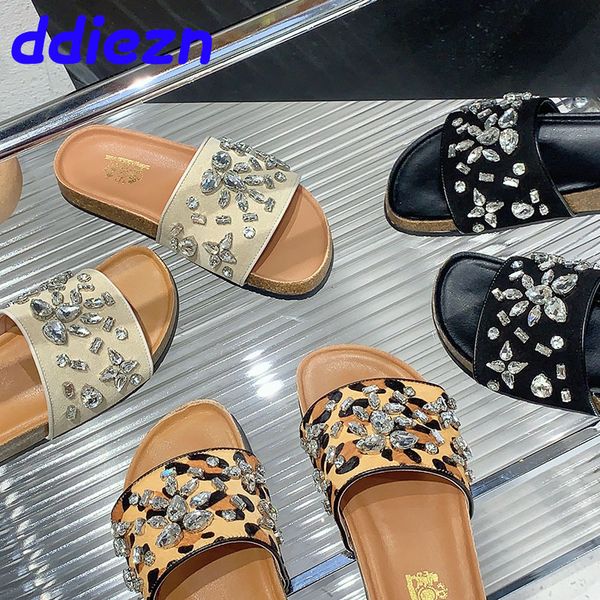 Footwear Crystal Slides For Women New 2024 Summer Beach Fashion Bg Ladies Slippers Sandals Female Shoes ed38