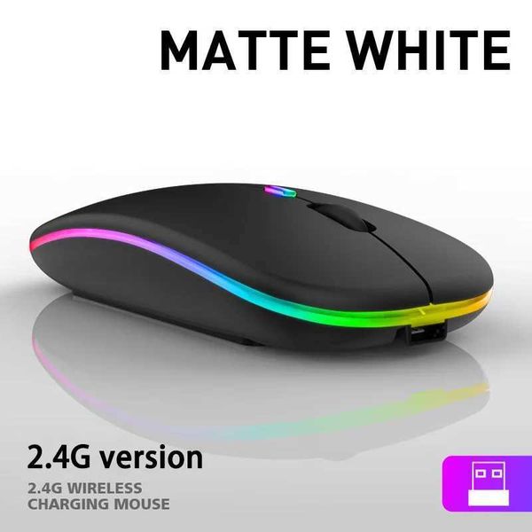 Mice Bluetooth Rechargeable Wireless Mouse USB 2.4GHz RGB Single-mode Suitable for Lapto Tablets Macbooks Gaming H241122
