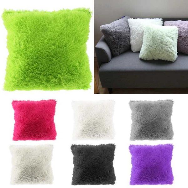 Pillow Case Faux Fur s Case Plush Cushion Cover Pink Blue ple Warm Living Room Bedroom Sofa Decorative Soft s Cover 40*40cmC241202C250212