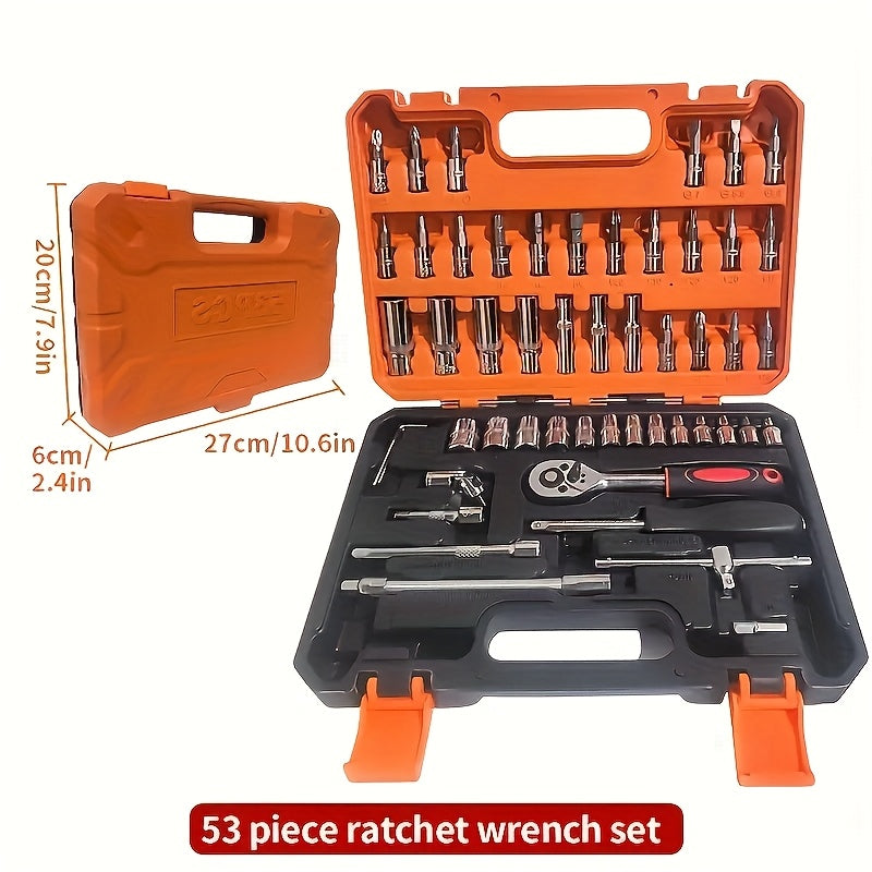 TEMU 53pcs Professional Automotive Kit - Premium Tool Sets For Car, Bike, And Motorcycle Maintenance - Compact, Portable, And Solution With Ratchet