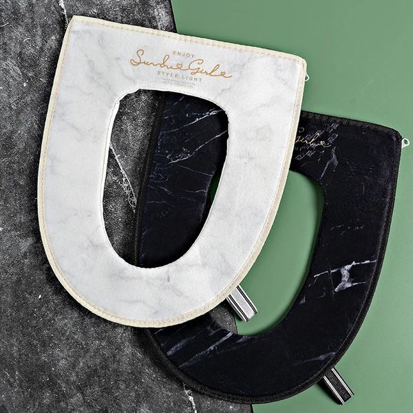 Waterproof toilet seat cover with handle detachable and washable toilet seat cover soft and thick reusable winter warm toilet seat cover 240