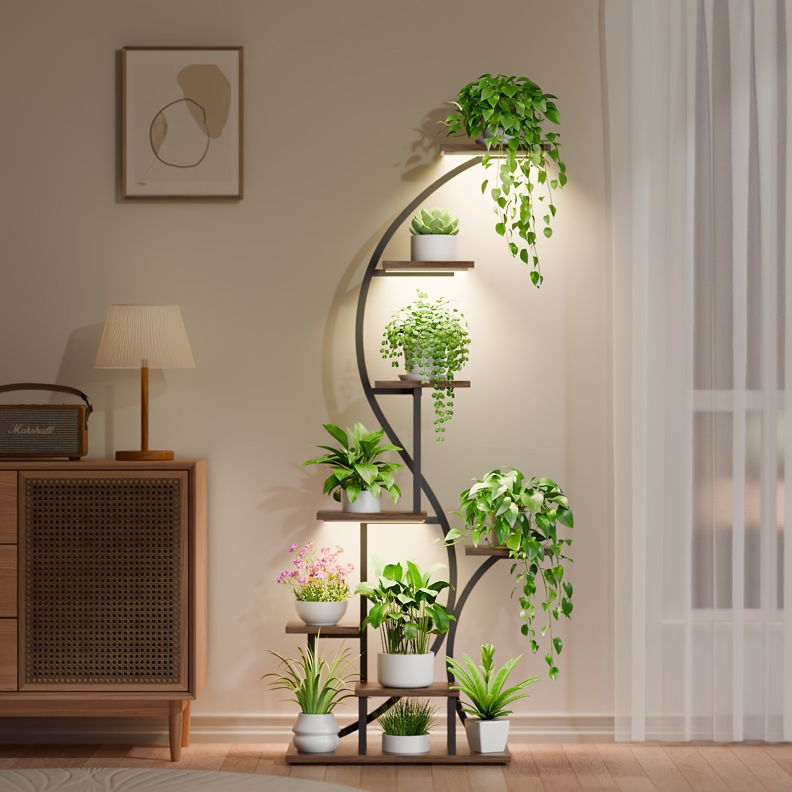 TEMU Plant Stand Indoor With Grow Light, 8 Tiered Metal Plant Shelf Indoor, 65'' Tall Plant Stands For Indoor Plants Multiple, Flower Stands For