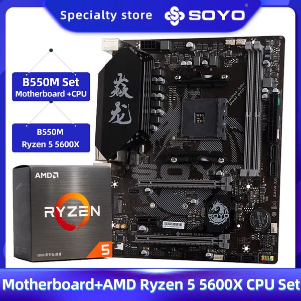 SOYO Monarch Dragon B550M with Ryzen 5 5600X CPU Processor Gaming Motherboard Set Supports XMP Overclocking Dual-channel DDR4