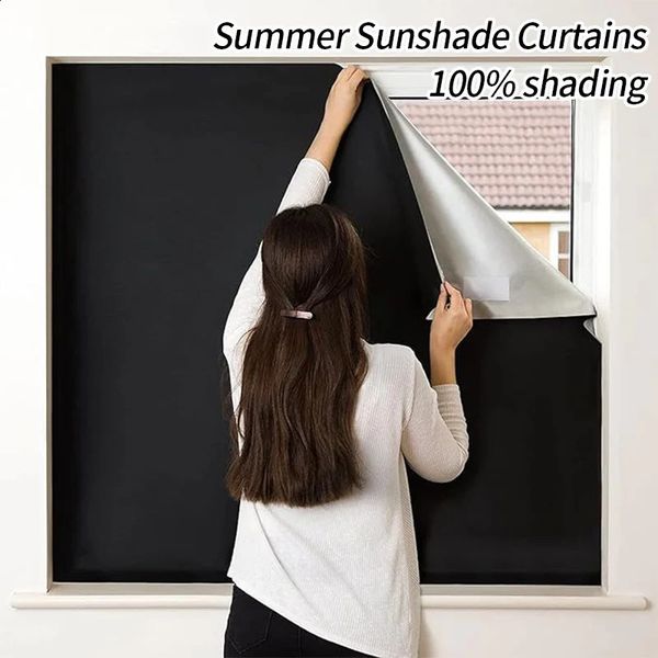 100% detachable blackout curtain for shading the darkest window cover DIY portable travel sunshade for summer sun protection 240828
