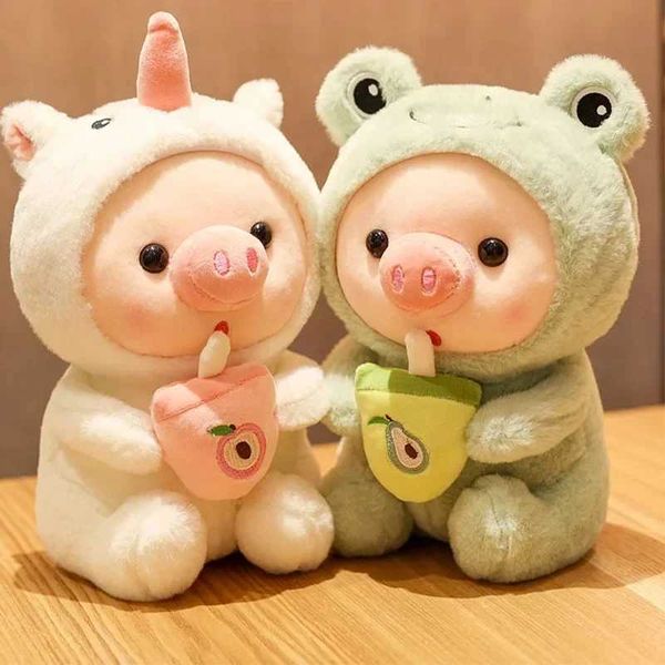 9.8in-25cm Cute Piglet Stuffed Animals Cute Plush Toy Soft Plushies Throw Pillow Pig Plush Throw Pillow Doll with Boba TeaXJ241204