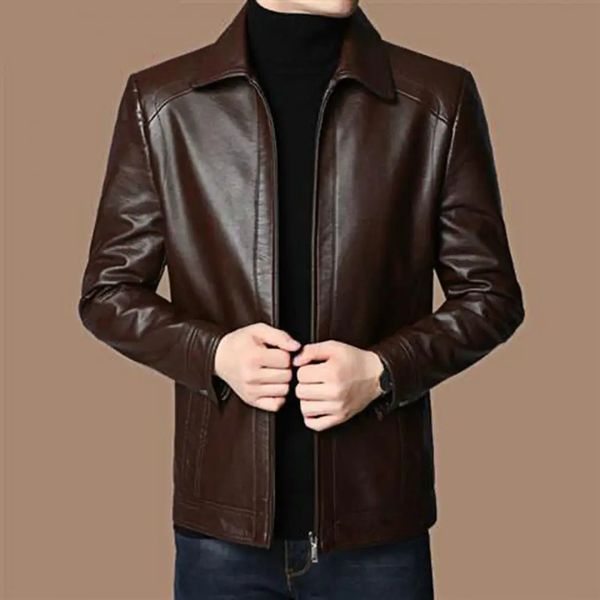 Men Leather Suit Jacket Slim Blazer Pu Coat Fashion Streetwear Casual Jackets Male Outerwear Zipper 241125