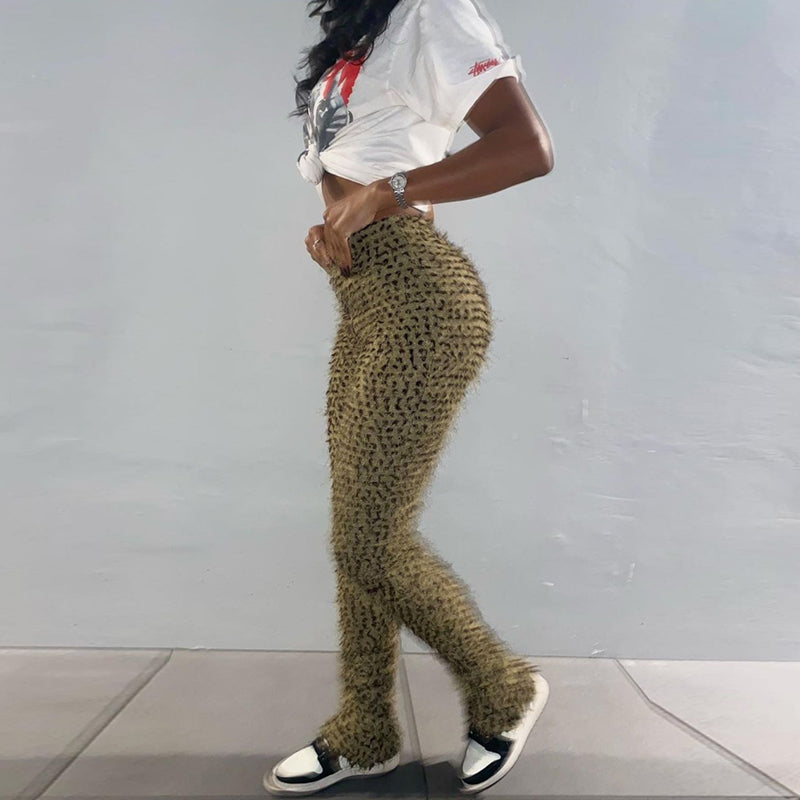 Women&#039;s Pants Folds Leopard Herfst Undefined High Street Sheath Slim Attirewear Stretchy Waist Body Shaping Streetwear 230925