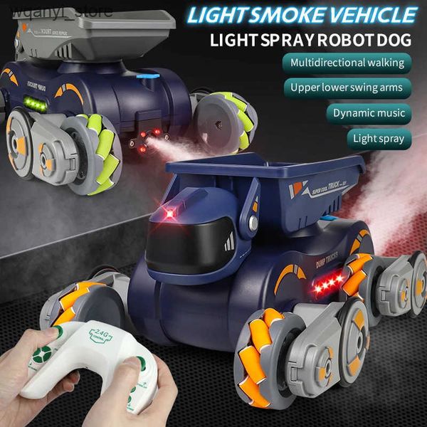 Electronics Robots RC robot dog remote control double control gesture stunt robot dog with music light spray walking electronic pet toy car
