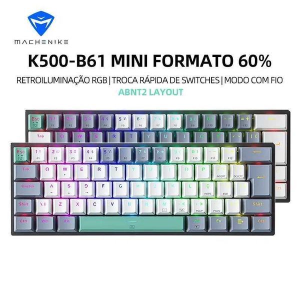 Machenike K500-B61 Mini Mechanical Keyboard 60% ABNT2 Layout RGB Backlight Hot-swappable NKRO Wired Gaming Keyboard For PC GamerLX241031