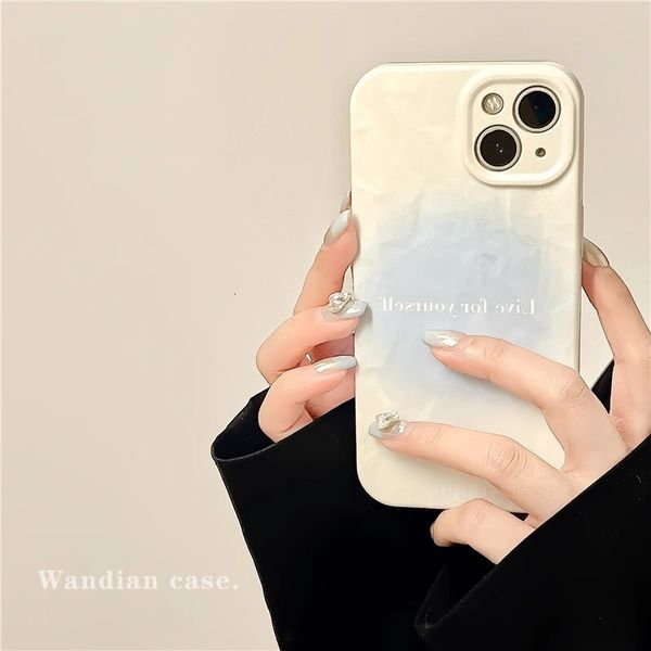 ddmygifts Small niche halo blue pleated suitable for 14 Promax phone case 13 soft 15 silicone 11 adhesive 12 female A