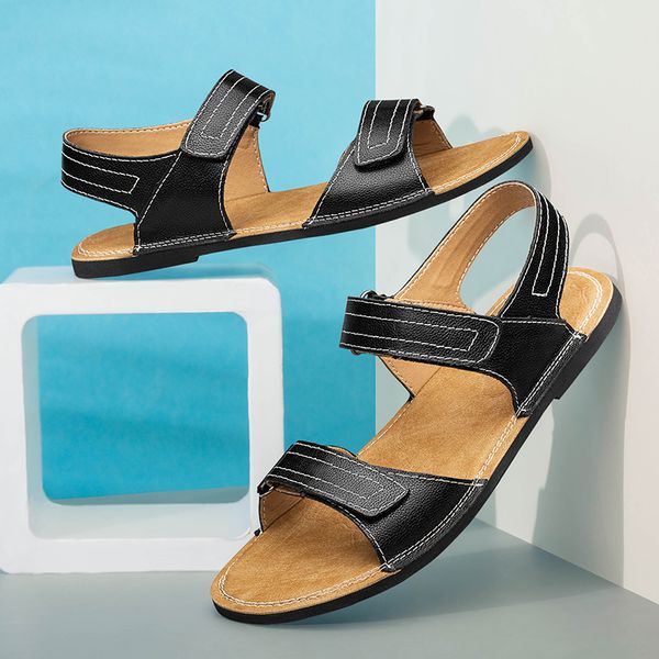 Genuine Leather Men&#039;s Sandals Classic Outdoor Male Casual Shoes Lightweight Summer Shoes Fashion Men Sneakers Soft Cool Sandaly