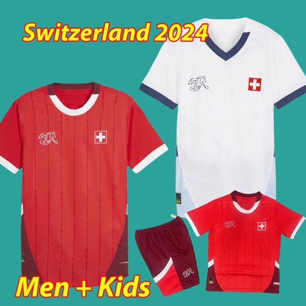 2024 Switzerland Soccer Jerseys Euro ELVEDI AKANJI ZAKARIA SOW RIEDER EMBOLO SHAQIRI WIDMER 24 25 Football shirts SWISS STEFFEN home away Un