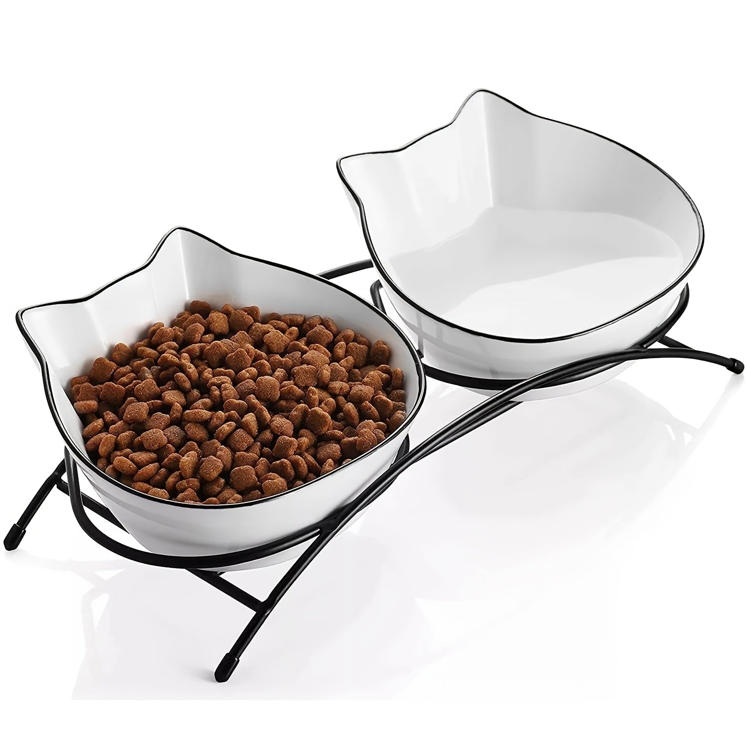 TEMU 2pcs 12oz Ceramic Cat Bowls - Anti-vomiting, Tilted Design For Improved & Posture - Cute Kitty Feeding Dishes