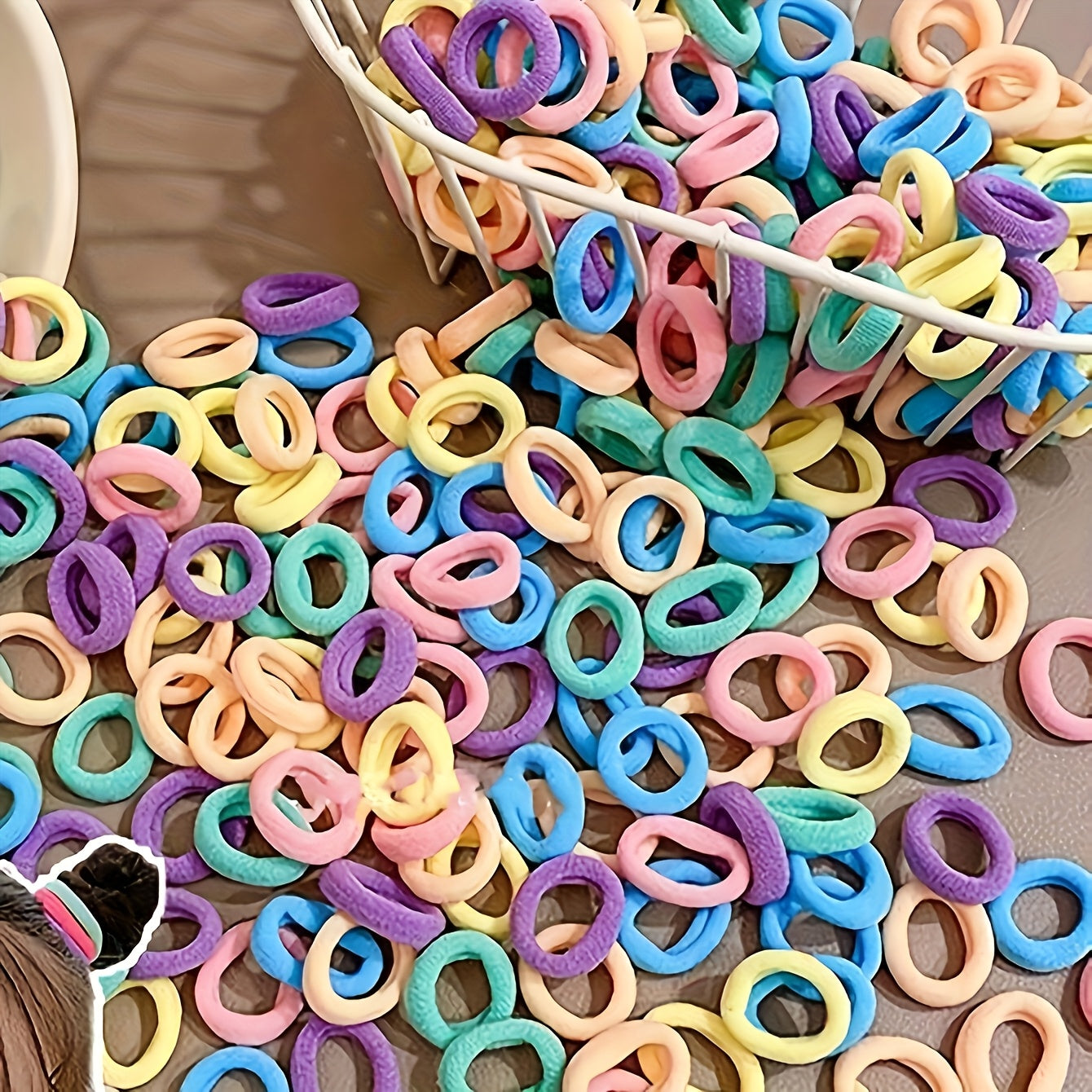 TEMU 600pcs Colorful Hair Ties Set For Girls, Elastic Ponytail Holders & Scrunchies, Perfect For Long & Short Hair, Casual Charm Accessories Gift