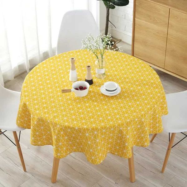 Nordic Round Tablecloth Cotton Linen Colo Stripe Christmas Tree Pattern Cover able Table Cloth Tea TableT250110