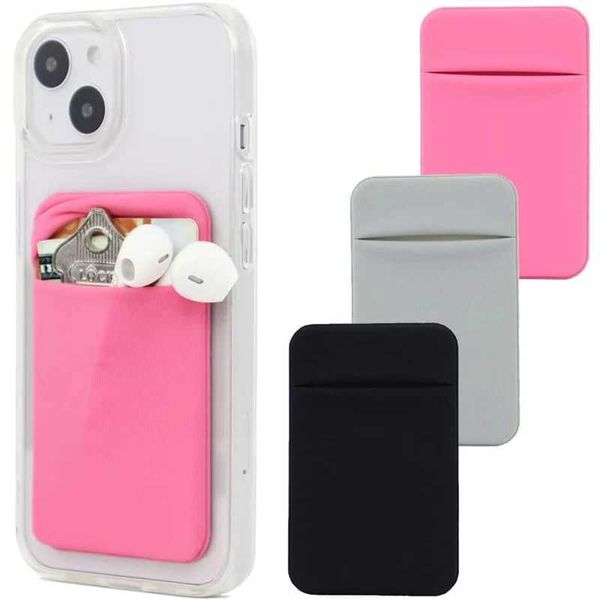 Adhesive Phone PocketCell Phone Stick On Card WalletCredit Cards-ID Card Holder with Self Sticker for Back of iPhone AndroidLX241028