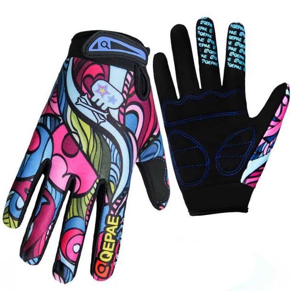 Whosa Print Cycling Gloves Bike Bicyc Sports Full Finger Hiking Gloves Mesh GEL Winter Gloves WomenXJ241118
