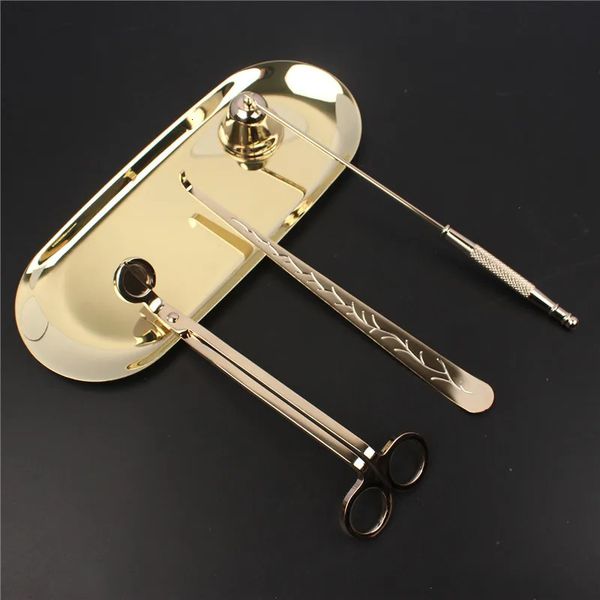 3PCS Wick Trimmer Home Care Modern Candle Tool Set Tray Rustproof Lovers Gift Snuffer Stainless Steel Portable Accessories y241218
