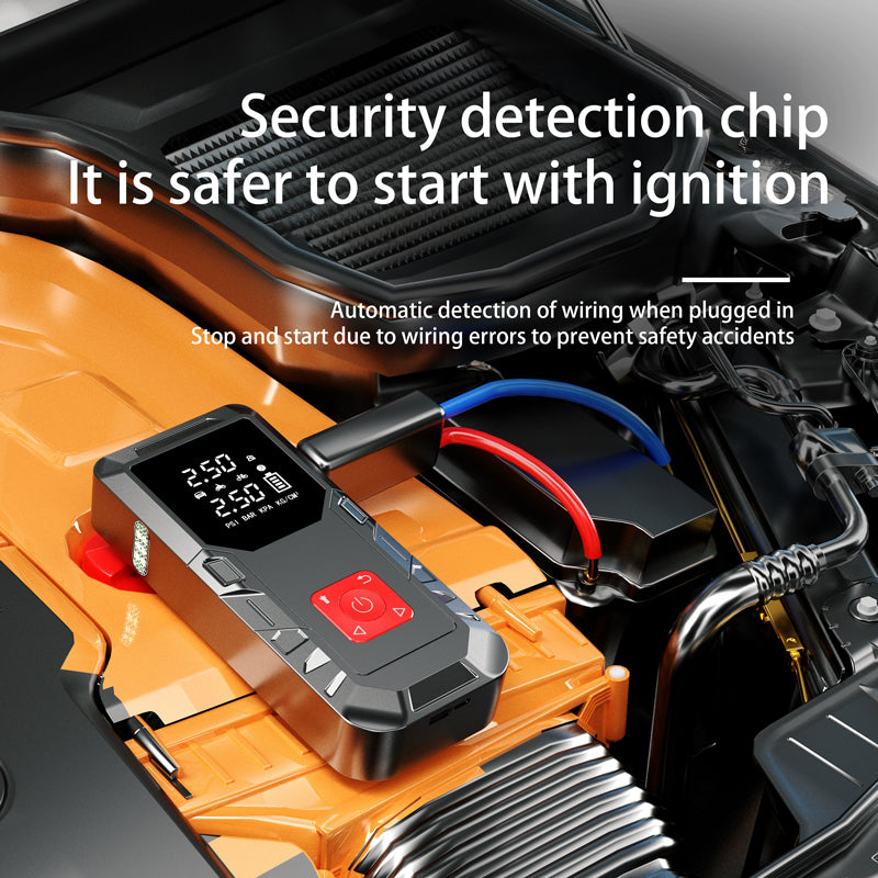 Multifunctional Portable Car Jump Starter & Air Compressor - 3500 Amp 150 PSI Battery Pack with Large LCD Display Screen