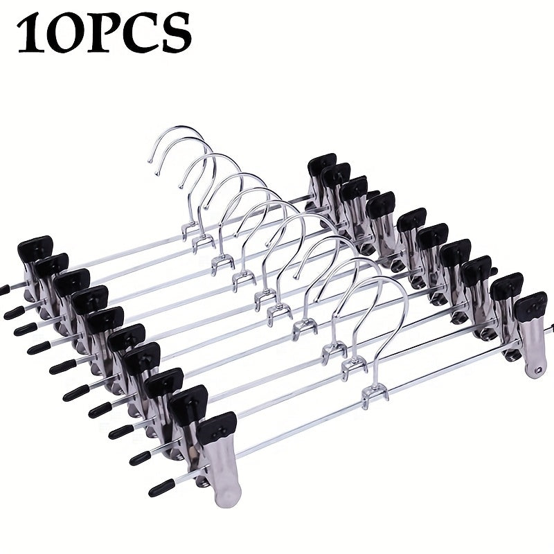TEMU 10pcs Pants Hangers With Clips, Adjustable Hangers For Women Shorts Hangers, Non-slip Clip Pants Hangers For Pants, Skirts, Jeans, Shorts, Kids