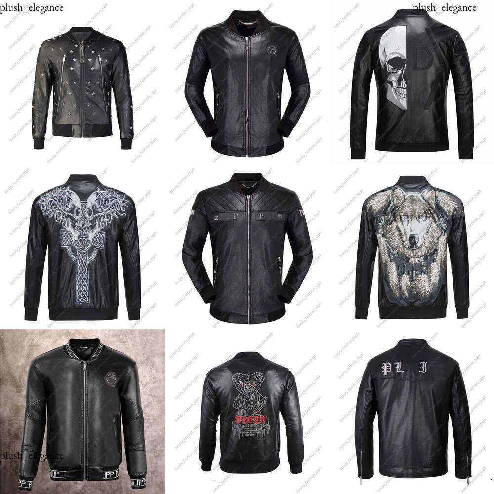 phillips plein jacket AAA Jacket Designer Black Brand Skull Men Pu Jacket Brand Luxury Men Outerwear Coats Black Pu Leather Slim Jacket Men Hoody Ja