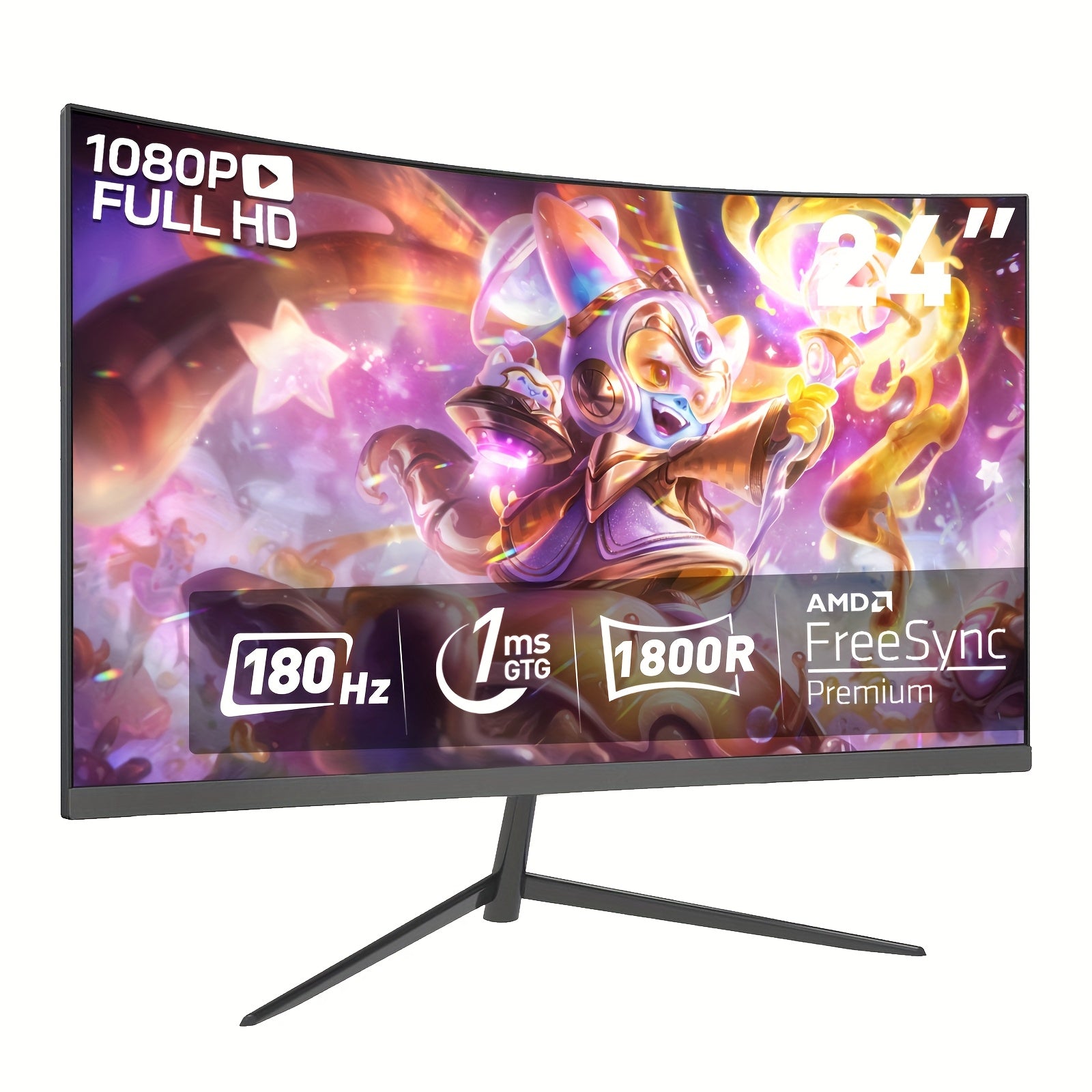 TEMU Halloween ! 24'' Monitor 1080p 100hz-180hz 1ms With & Support, Fast Computer Screen, Vesa Mount 75x75mm, Esports Monitor, Monitor, Modern Gaming