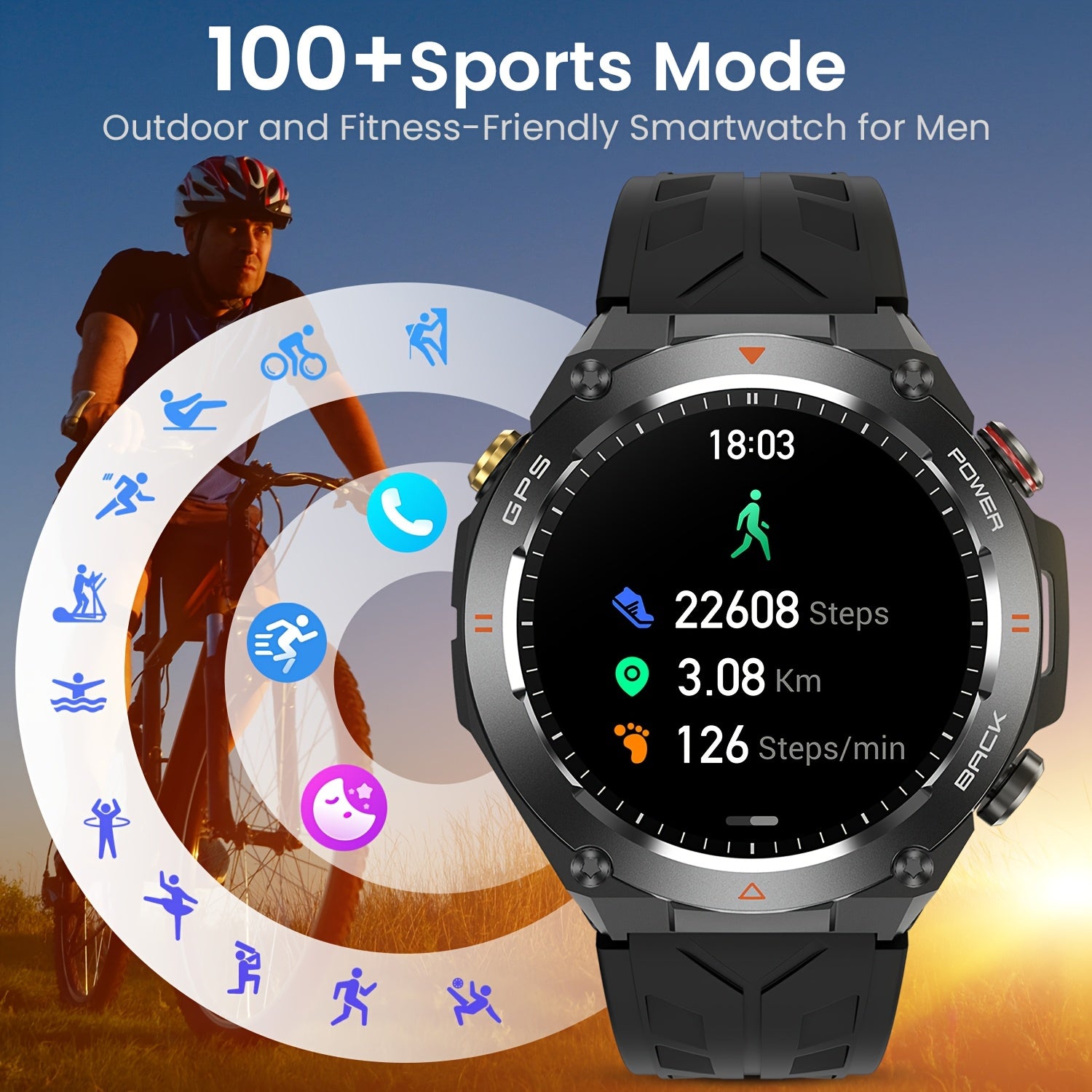 TEMU Senbono Smartwatch With Gps, , Barometer, Compass, 100 , Wireless Call, - Watch For Ios-, Perfect Valentine's Day Or Party Gift, Accessory |