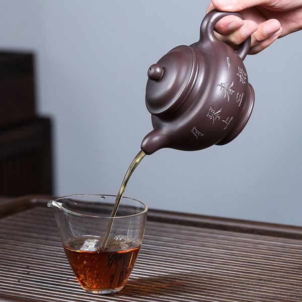 400ml Boutique Yixing Old Purple Clay Teapot Authentic Handmade Tea Pot Raw Ore Old Purple Mud Kettle Chinese Zisha Tea Set Gift