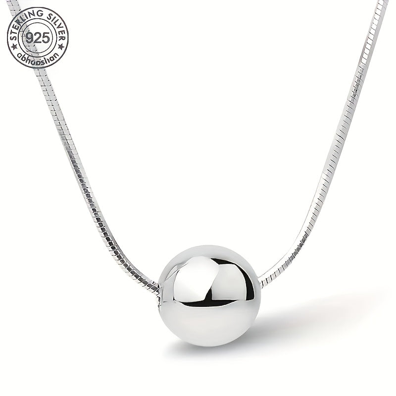 TEMU 925 Sterling Silver Snake Bone Chain Small Round Bead Necklace, Women's Pendant, Women's Necklace, High-quality Women's Accessories, Christmas,