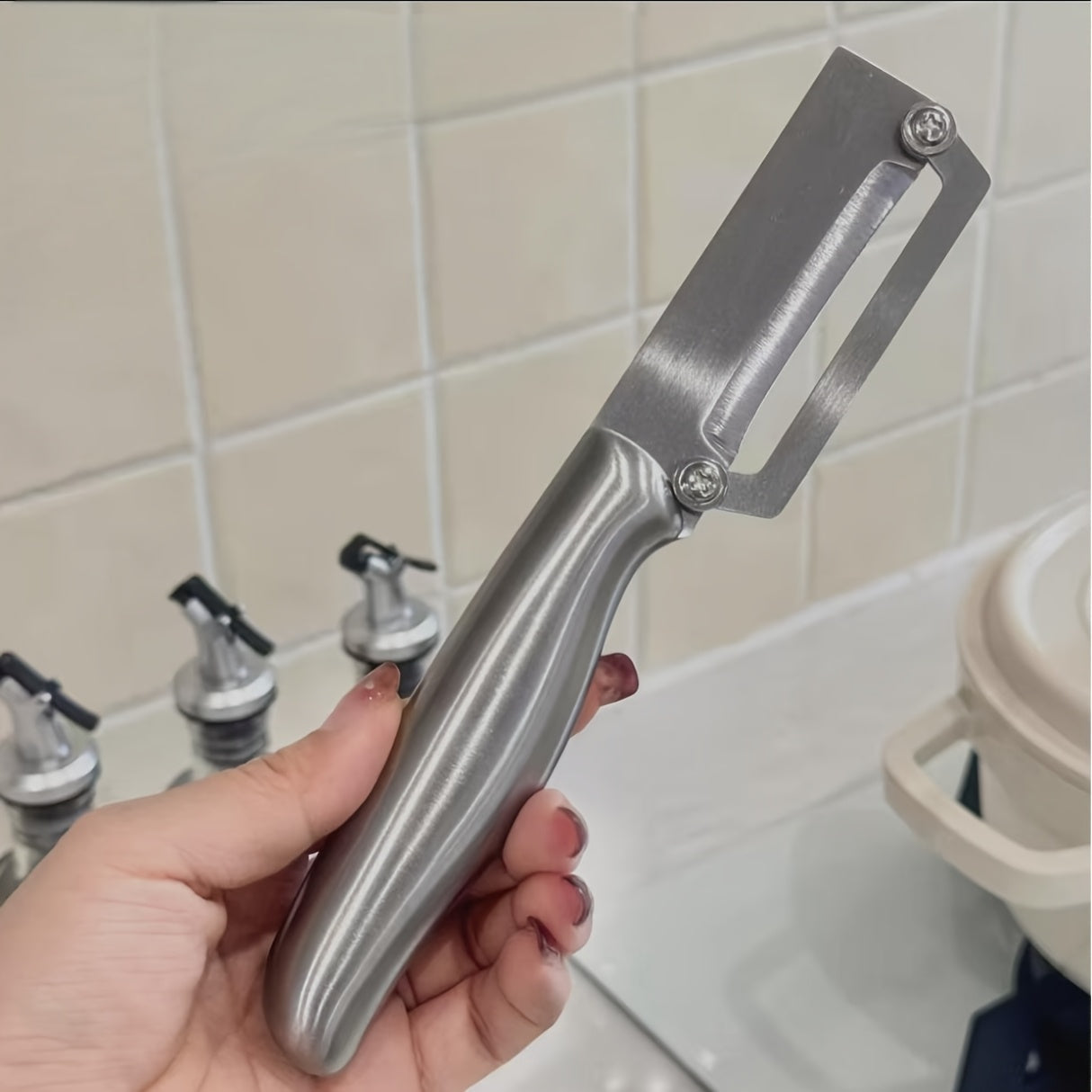 TEMU Heavy-duty Stainless Steel Peeler - Professional Kitchen Tool With Sharp Blade, Rust-resistant Non-slip Grip - For Peeling, Slicing, Grinding -