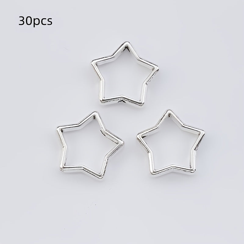 TEMU 30pcs Star-shaped Alloy Spacer Beads With Holes - Ideal For Making: Necklaces, Bracelets, Earrings & Pendants - Fashion Accessory,