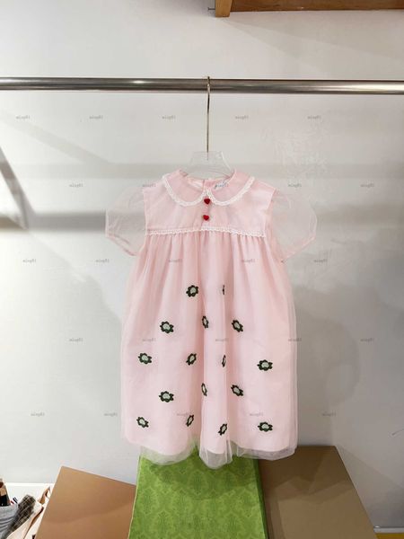 Brand girls dress summer See through lace design dresses kids designer clothes lapel Dress High quality Various styles Girls skirts