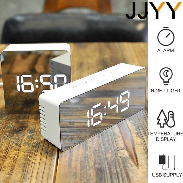 ltifunctional High-definition Mirror LED Digital Alarm Clock Home Digital Clock with Temperature and Humidity DisplayT250114