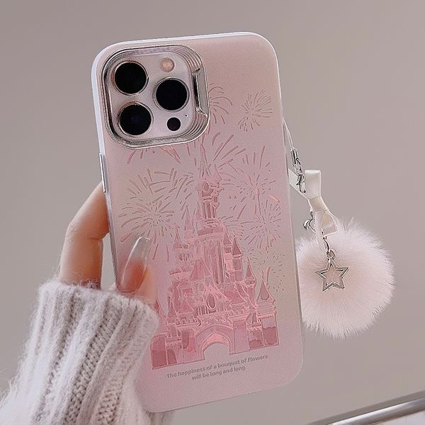 Cute Castle phone Case For iPhone 12 13 14 15 16 Pro Plus 16Pro Max ProMax Laser Glitter Bling Sparkly Full Body Protection Shockproof cover