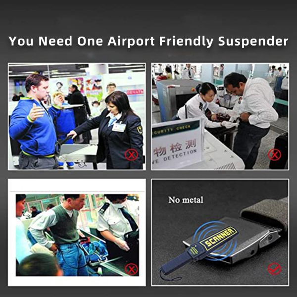 Melo Tough Y back suspenders airport friendly Suspenders,NO buzz with Plastic Clip 1.5 inch fully elastic braces