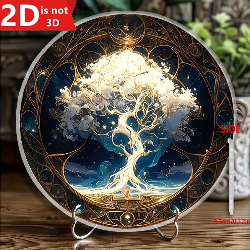 TEMU 2d Flat - [2d Flat] Round Logo Featuring A 2d Flat Tree Of Life Mandala Old Style, Designed For Art Deco Wall Decor Suitable For The Front Door,