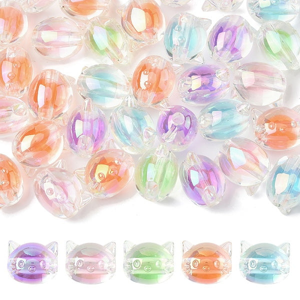 32pcs perles acryliques irisées arc-en-ciel placage uv