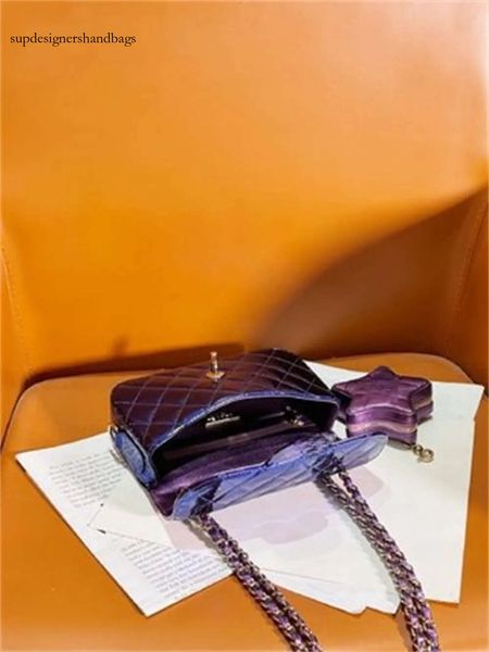 10A Retro Mirror Quality Designers 2024 fashion shoulder messenger designer gold bright patent leather five-pointed star small bag Joker ex