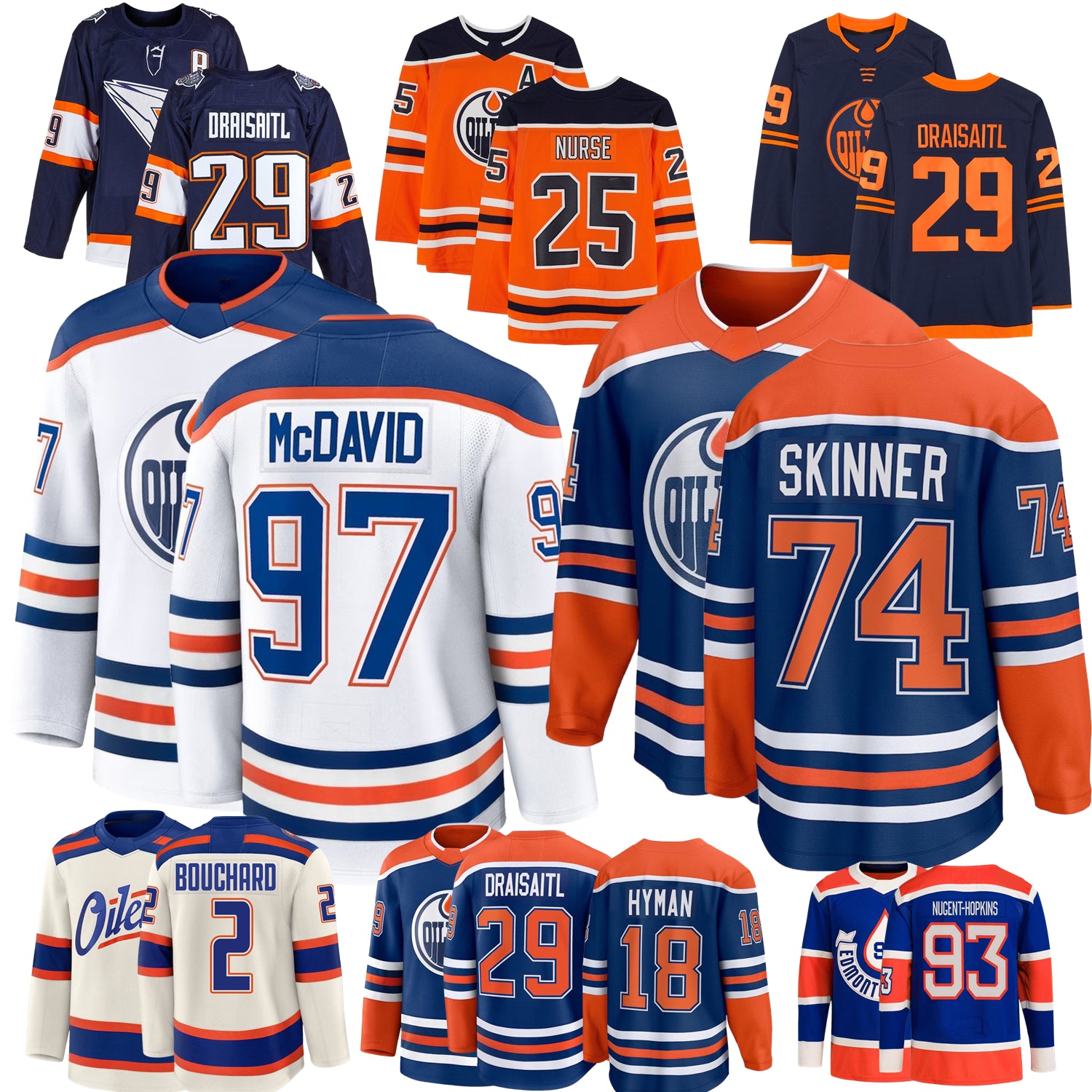 Connors McDavid Edmonton Hockey Jersey Oilers Leon Draisaitl Ryan Nugent-Hopkins Evan Bouchard Ekholm Zach Hyman Stuart Skinner Gretzky Podkolzin Nu