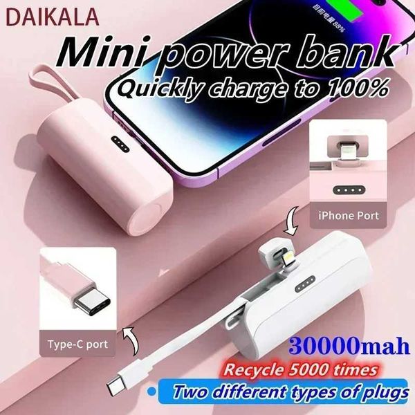 Mini power pack 30000mAh with built-in cable and plug and play external battery suitable for portable charging suitable for any model of mob