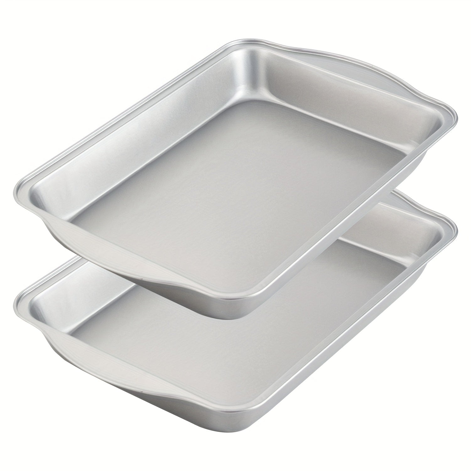 TEMU 2pcs, Baking Pan With Grips Sets, Nonstick 13*9 Inch Baking Sheet, Carbon Steel Cookie Sheet, Silvery Color, Kitchen Supplies