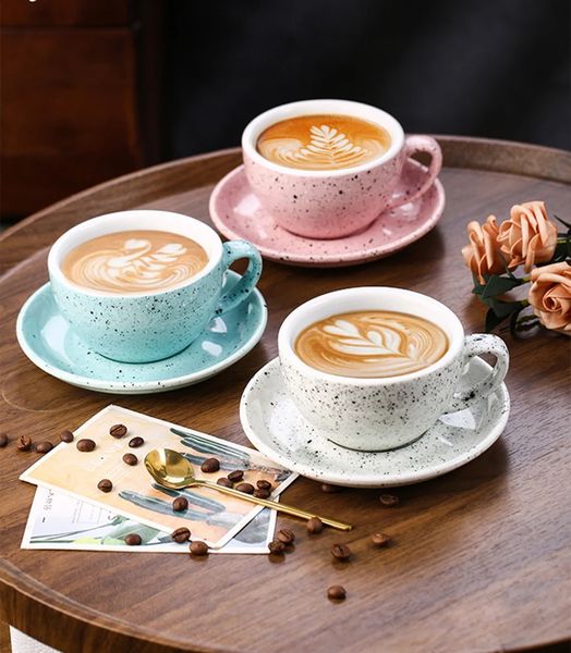 300ml Splash Ink Style Ceramic Coffee Cup And Plate Set European Exquisite Afternoon Tea Latte Cup Dish Office Milk Cup Sets 240822