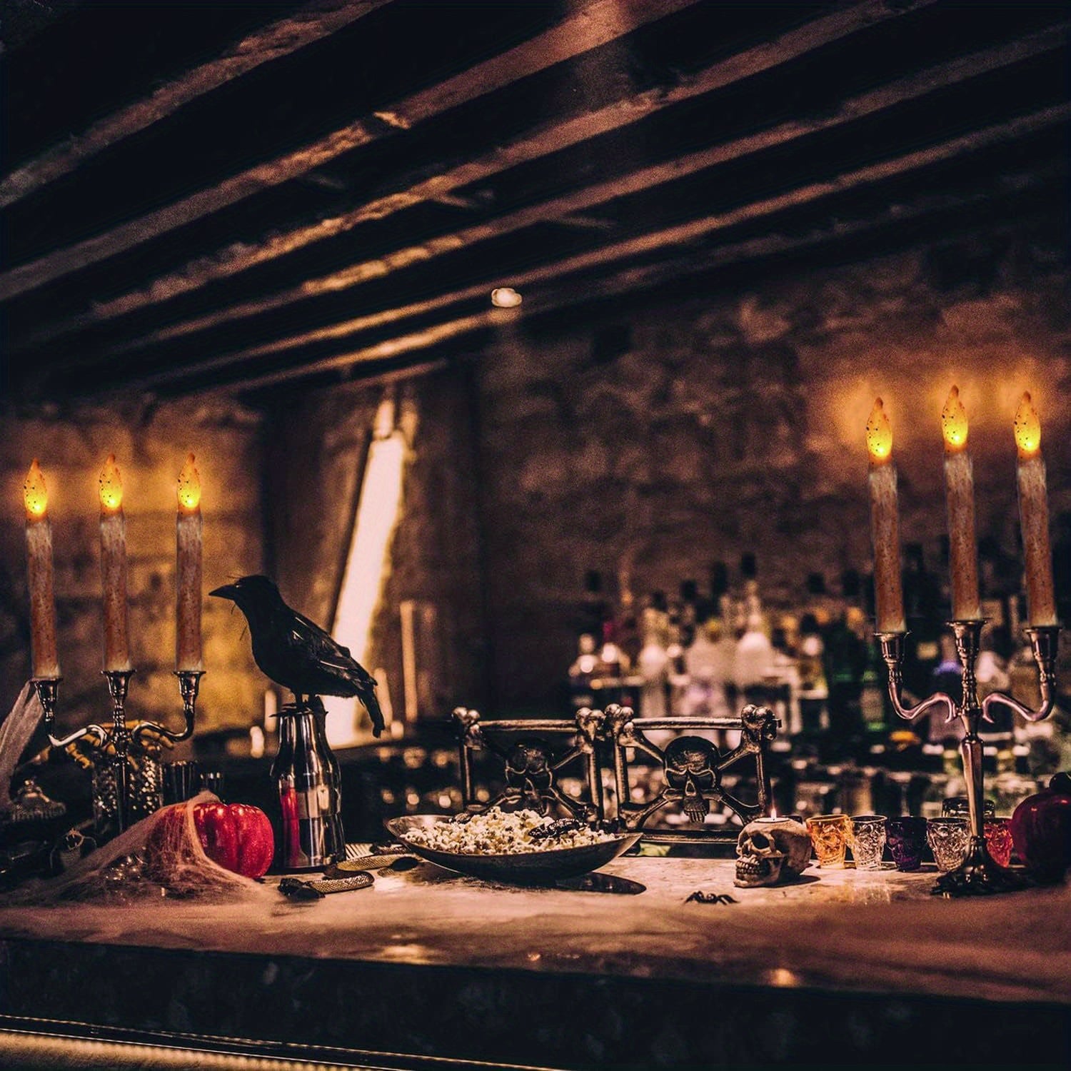 TEMU 6pcs Real Wax Led Flameless Candles - Flickering Flame Effect, No Drip, Safe Wax Pillar Candles With Lighting For Indoor- Use, Realistic Wax