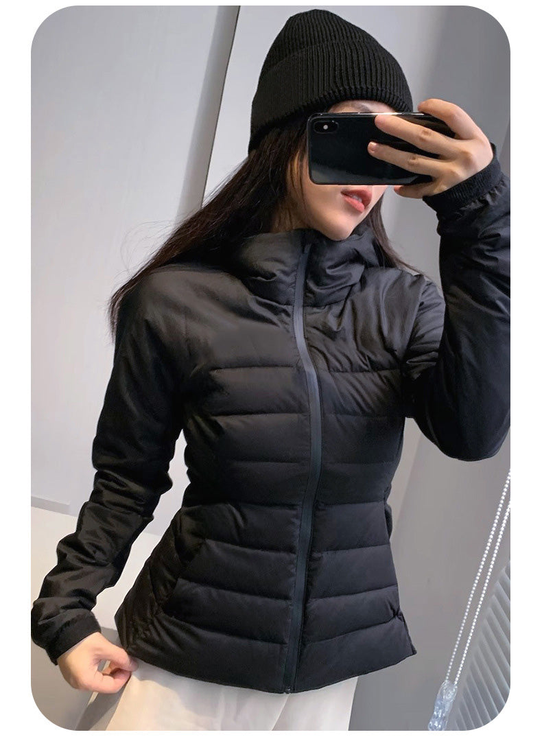 2024 New Down Jacket Slim Fit Hooded Running Outdoor Warm Jacket Sports Down Jacket Women Outerwear Streetwear